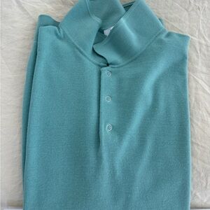 Reiss Merino Knit Polo in Aqua